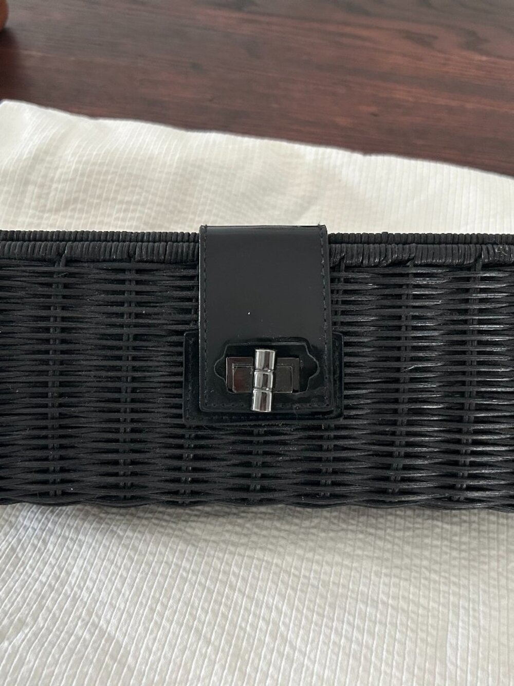J. Crew Black Straw Clutch